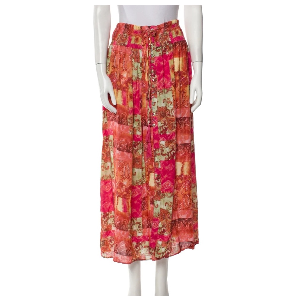 Christian Siriano Colorful Floral Print Midi Lengh Skirt size Large